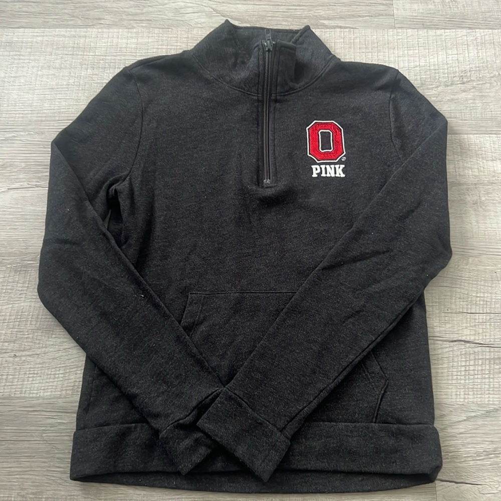 Pink half zip pull over